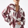 Glamorous Dark-Rose Abstract Oversized Shirt