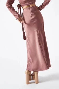 Glamorous Dark-Rose Bias-Cut Midaxi-Skirt -Cheap Softly Dressed Store GS0527 L30 04