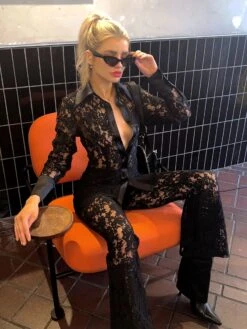 Glamorous Black Lace Longline-Shirt -Cheap Softly Dressed Store GS0532 BLL 04