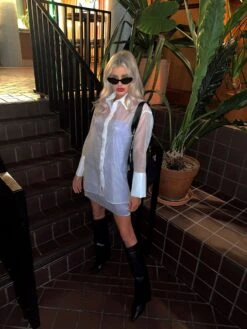 Glamorous Off White Organza Back-Split Oversized-Shirt 7 Glamorous Off White Organza Back-Split Oversized-Shirt -Cheap Softly Dressed Store GS0538 CG11 04