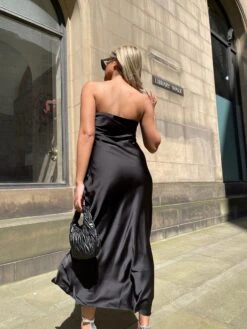 Glamorous Black-Satin Bias-Cut Strapless Midaxi-Dress 7 Glamorous Black-Satin Bias-Cut Strapless Midaxi-Dress -Cheap Softly Dressed Store GS0565 E75 02