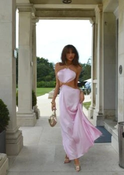 Glamorous Candy-Pink Strappy Maxi-Dress