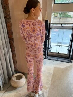 Glamorous Pink-Peach-Retro-Flower Flared Trousers -Cheap Softly Dressed Store HC0008 DK04 02