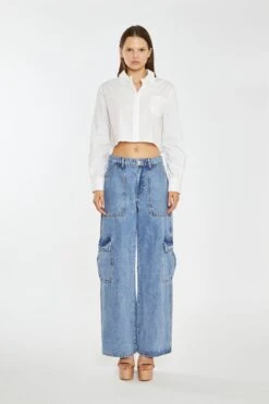 Glamorous Mid Stonewash Cargo-Jeans