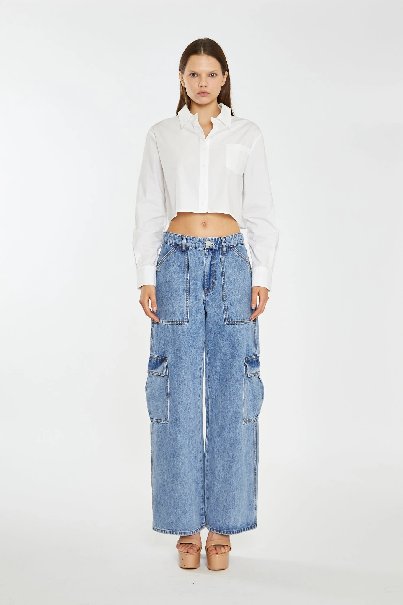 Glamorous Mid Stonewash Cargo-Jeans 1 Glamorous Mid Stonewash Cargo-Jeans