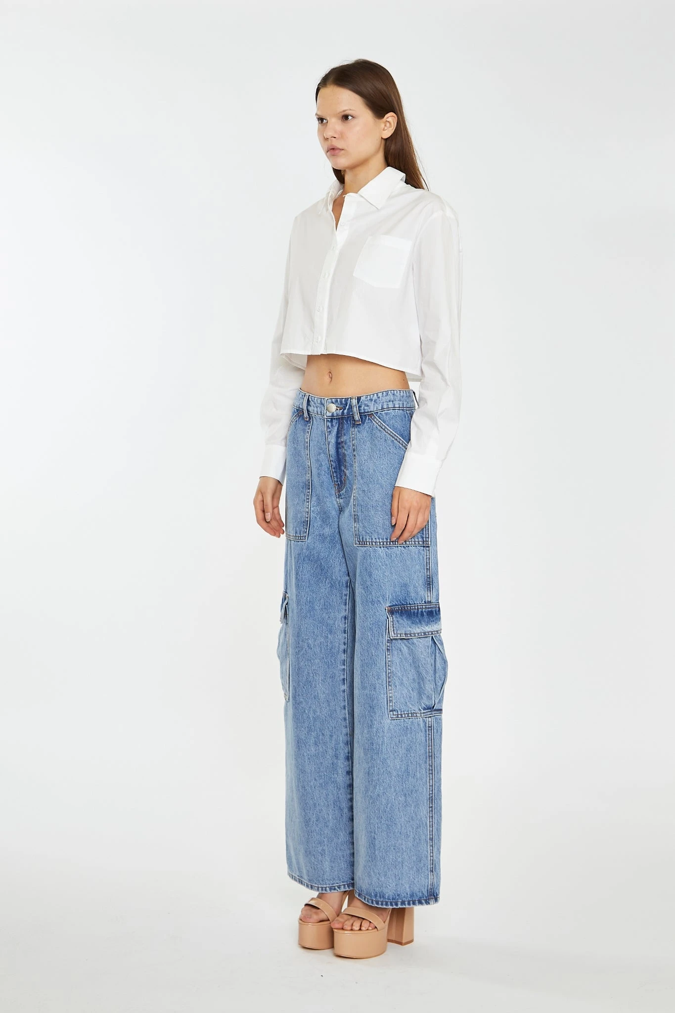 Glamorous Mid Stonewash Cargo-Jeans 4 Glamorous Mid Stonewash Cargo-Jeans - Image 4