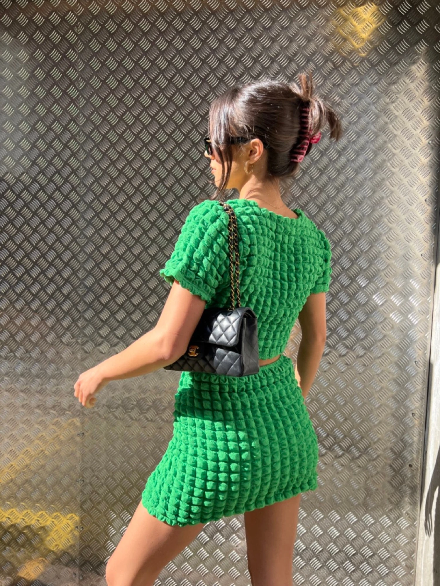 Glamorous Textured Green Crop Top 2 Glamorous Textured Green Crop Top - Image 2