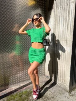 Glamorous Textured Green Crop Top 6 Glamorous Textured Green Crop Top -Cheap Softly Dressed Store HC0070 DK45 03