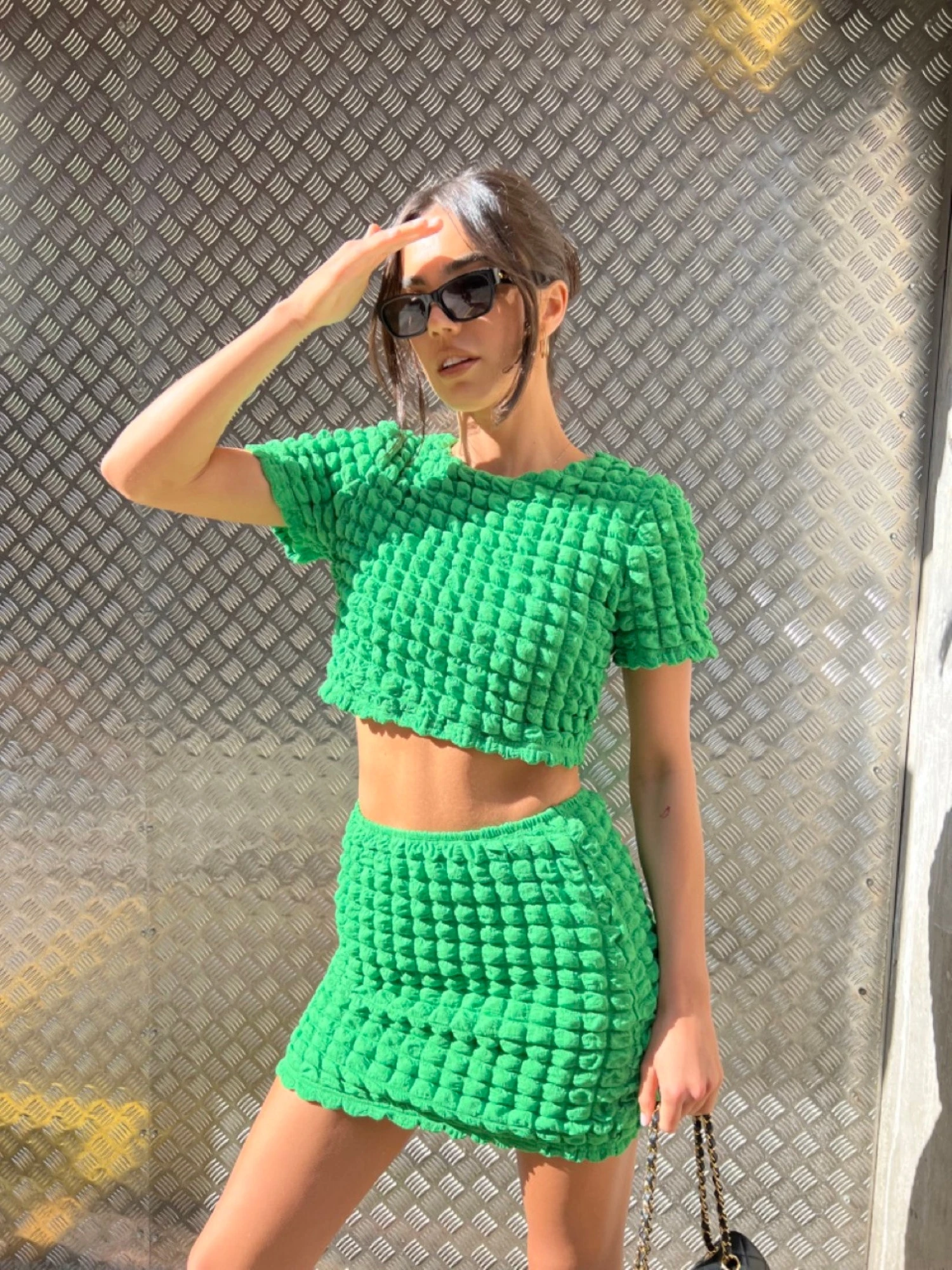 Glamorous Textured Green Crop Top 4 Glamorous Textured Green Crop Top - Image 4