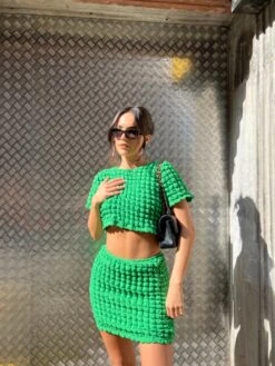 Glamorous Textured Green Mini Skirt