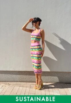 Glamorous Novelty Stripe Knitted Midi Skirt