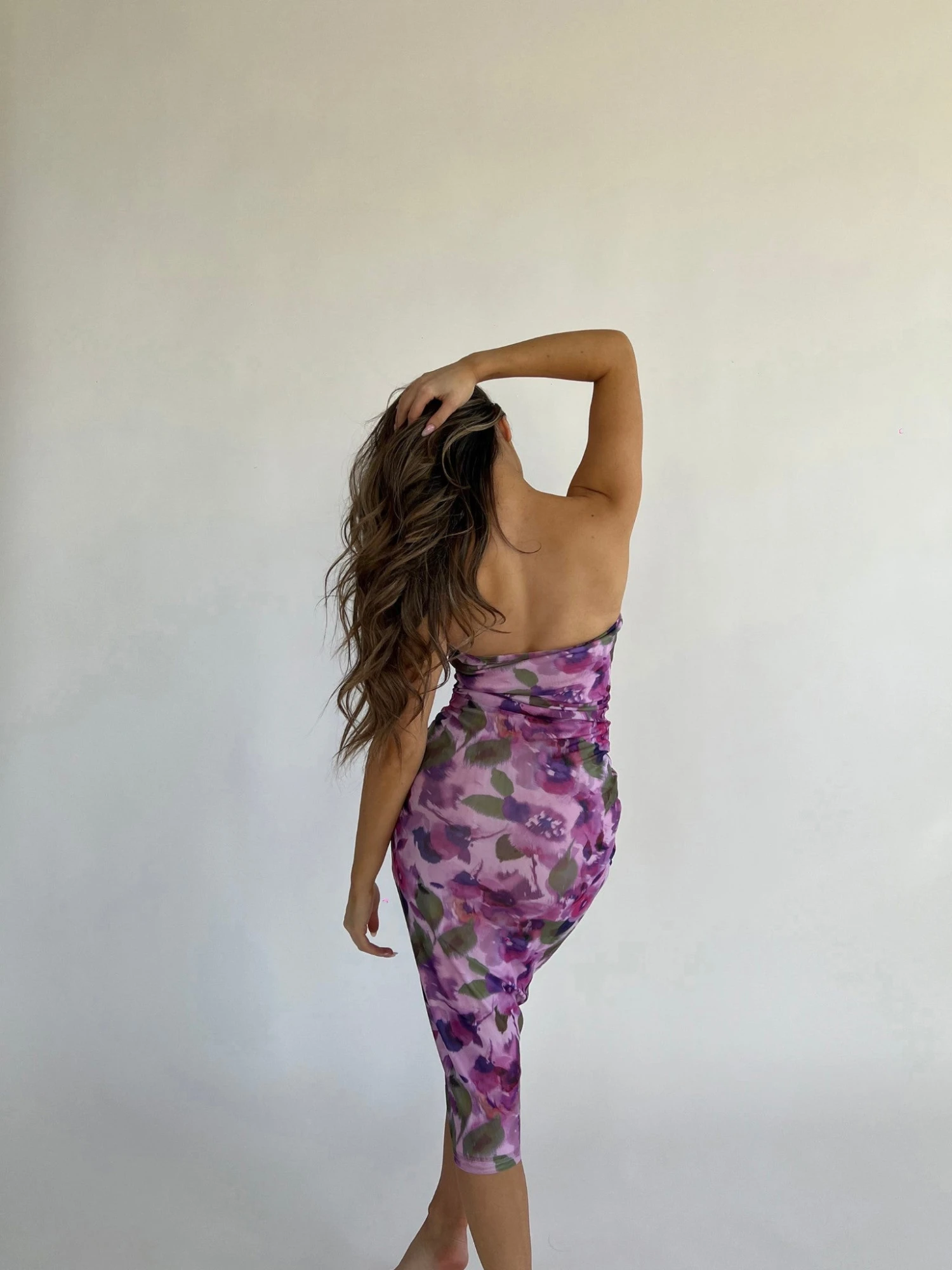 Glamorous Blurred-Purple Floral Bandeau Midaxi-Dress 2 Glamorous Blurred-Purple Floral Bandeau Midaxi-Dress - Image 2