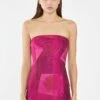Glamorous Pink-Block Mesh Bandeau Bodycon Midaxi-Dress