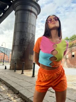 Glamorous Orange Checkerboard Patch Pocket Track Shorts 5 Glamorous Orange Checkerboard Patch Pocket Track Shorts -Cheap Softly Dressed Store HC0095 DL33 03