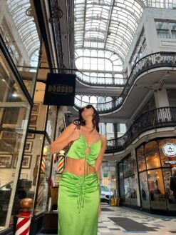 Glamorous Apple-Green Satin Ruched Midi-skirt -Cheap Softly Dressed Store HC0100 DF69 04 2df02334 68c1 4f73 8263 cdc30ed61789