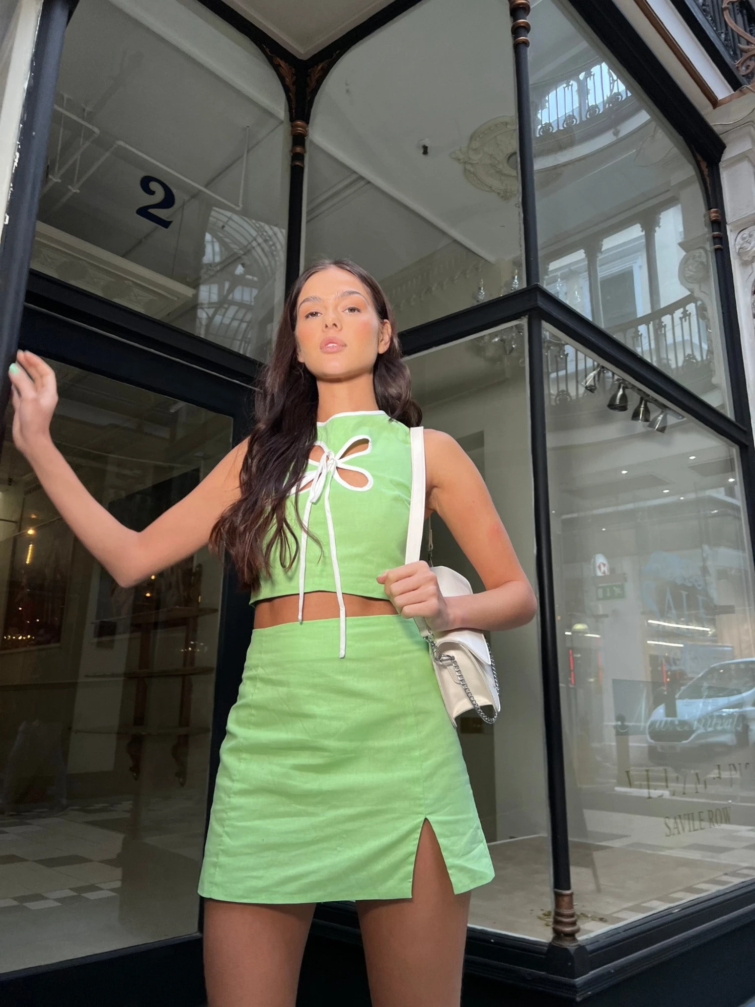 Glamorous Paradise Green Notch Split Mini-Skirt 1 Glamorous Paradise Green Notch Split Mini-Skirt