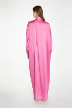 Glamorous Pink Satin Oversized Maxi Shirt Dress -Cheap Softly Dressed Store HC0154 CI12 2