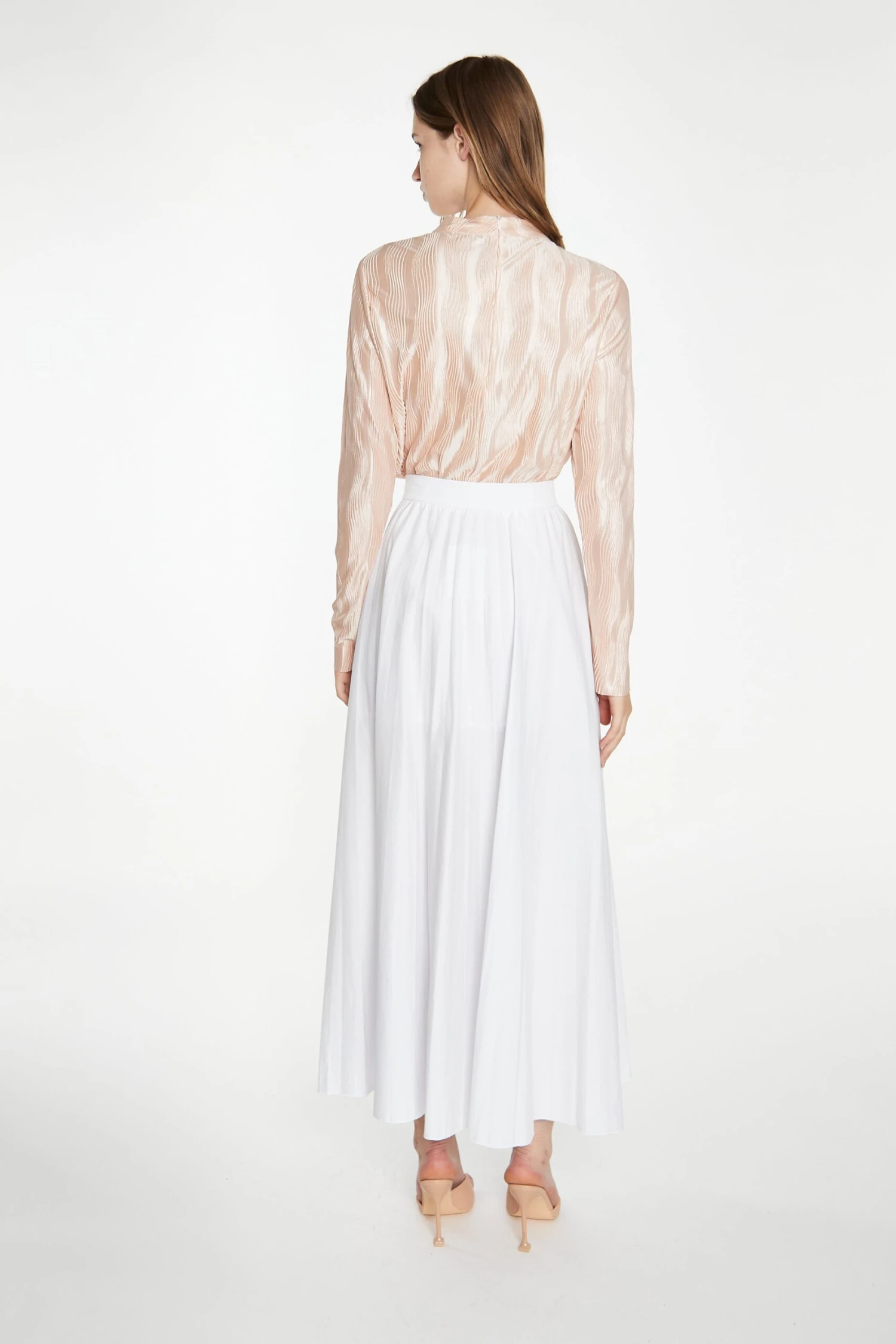 Glamorous Nude Plisse Long-Sleeve High-Neck Top 2 Glamorous Nude Plisse Long-Sleeve High-Neck Top - Image 2