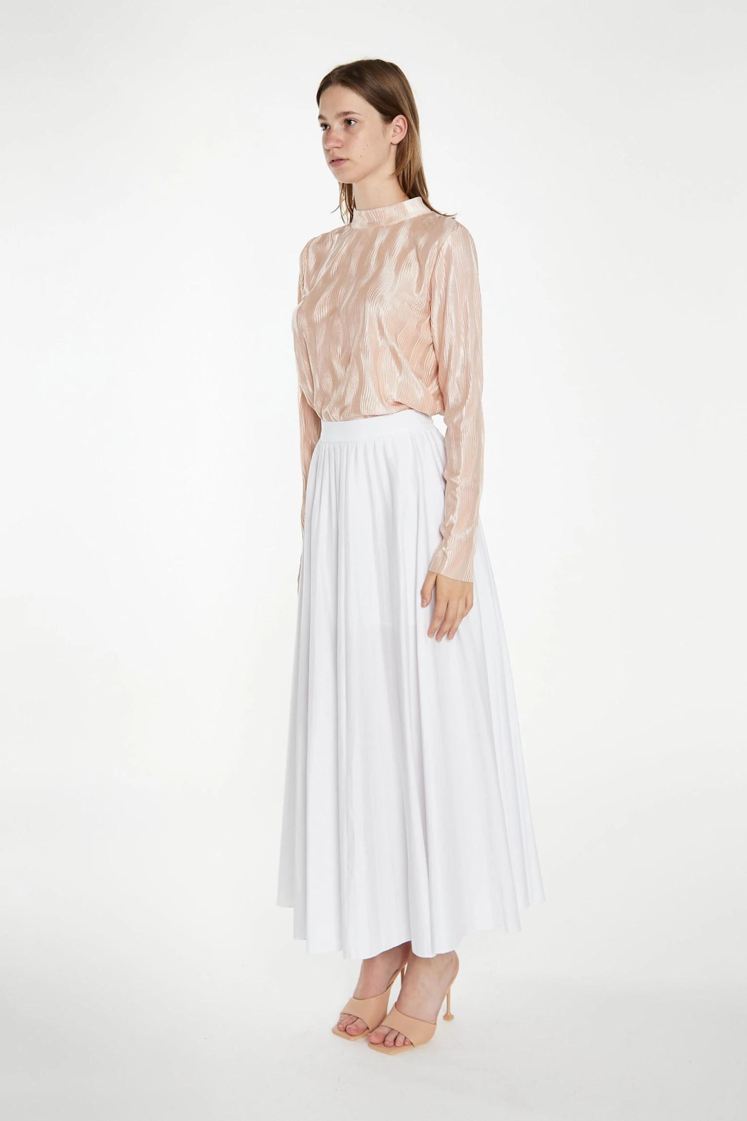 Glamorous Nude Plisse Long-Sleeve High-Neck Top 4 Glamorous Nude Plisse Long-Sleeve High-Neck Top - Image 4