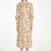 Glamorous Tan Multi Blossom Long-Sleeve Belted Maxi-Dress