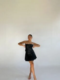 Glamorous Black PU Pleated Buckle Mini-Skirt -Cheap Softly Dressed Store HC0182 BPU 03