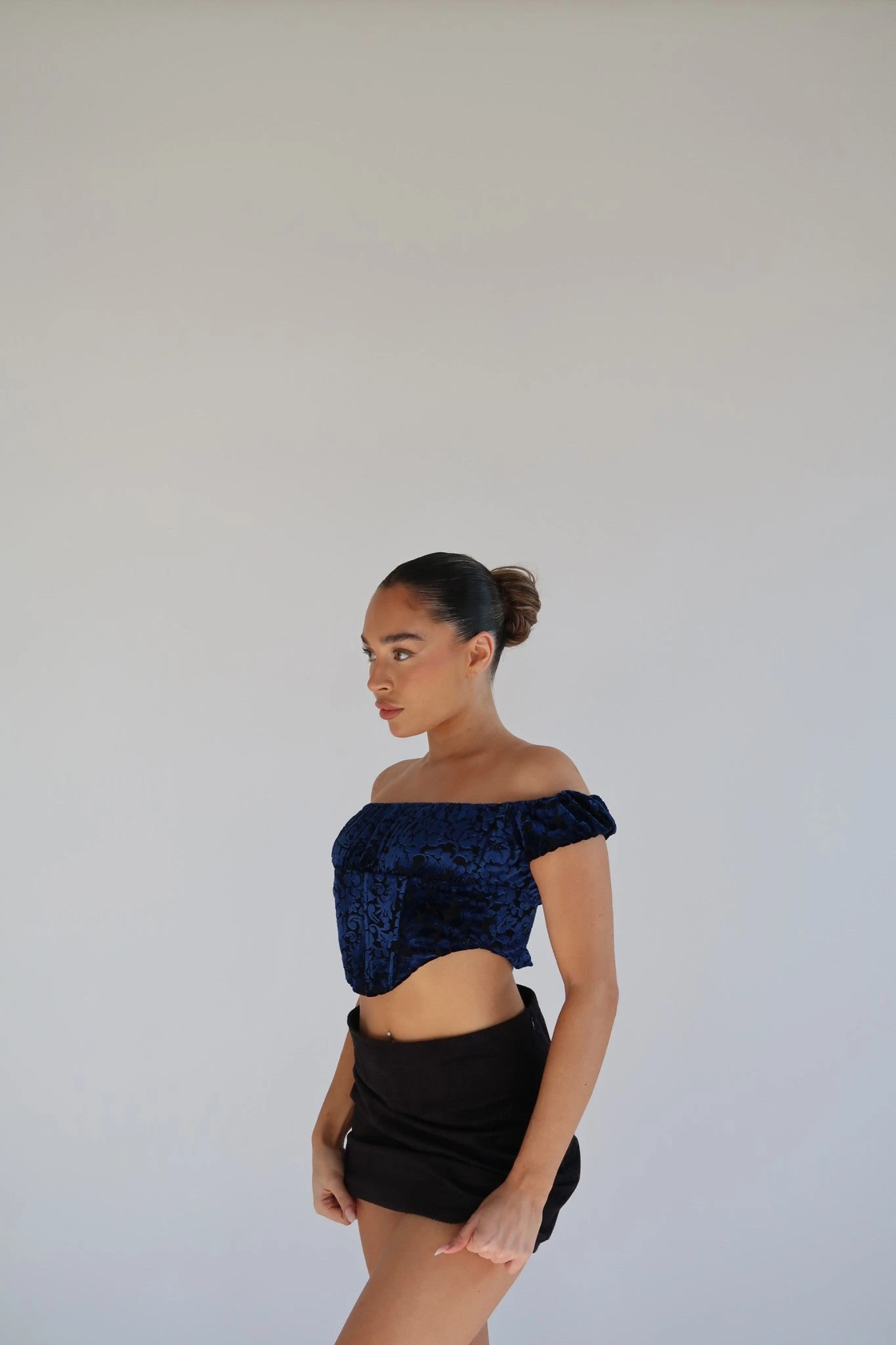 Glamorous Blue Floral-Devore Milkmaid Corset Top 3 Glamorous Blue Floral-Devore Milkmaid Corset Top - Image 3