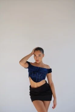 Glamorous Blue Floral-Devore Milkmaid Corset Top 7 Glamorous Blue Floral-Devore Milkmaid Corset Top -Cheap Softly Dressed Store HC0186 DN01 04