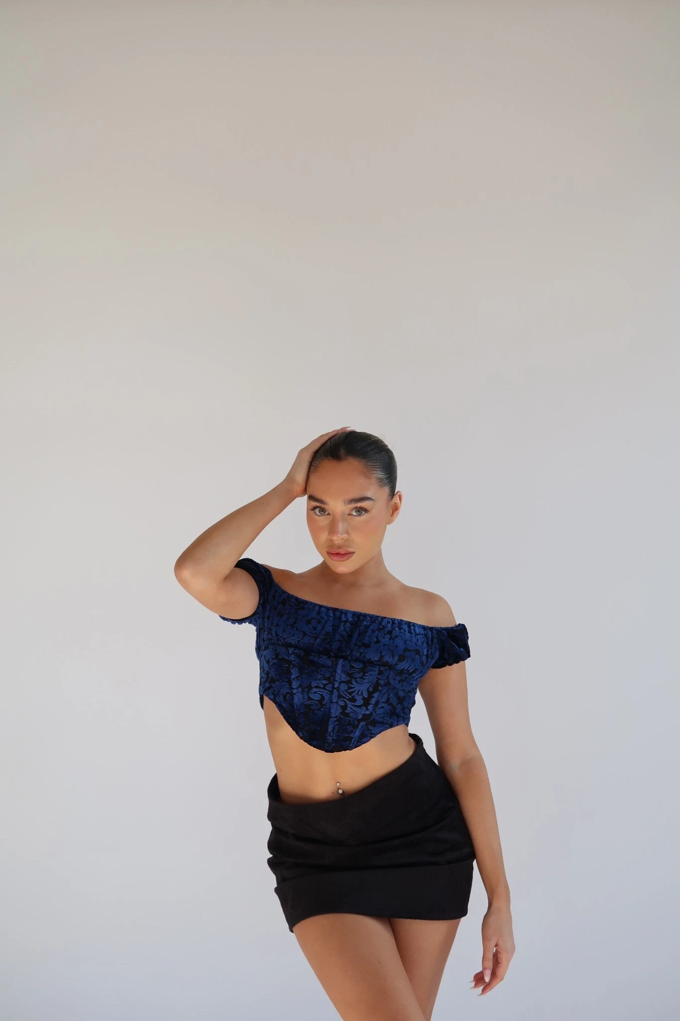 Glamorous Blue Floral-Devore Milkmaid Corset Top 4 Glamorous Blue Floral-Devore Milkmaid Corset Top - Image 4