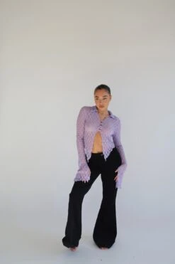 Glamorous Lilac Lace Open Front Top