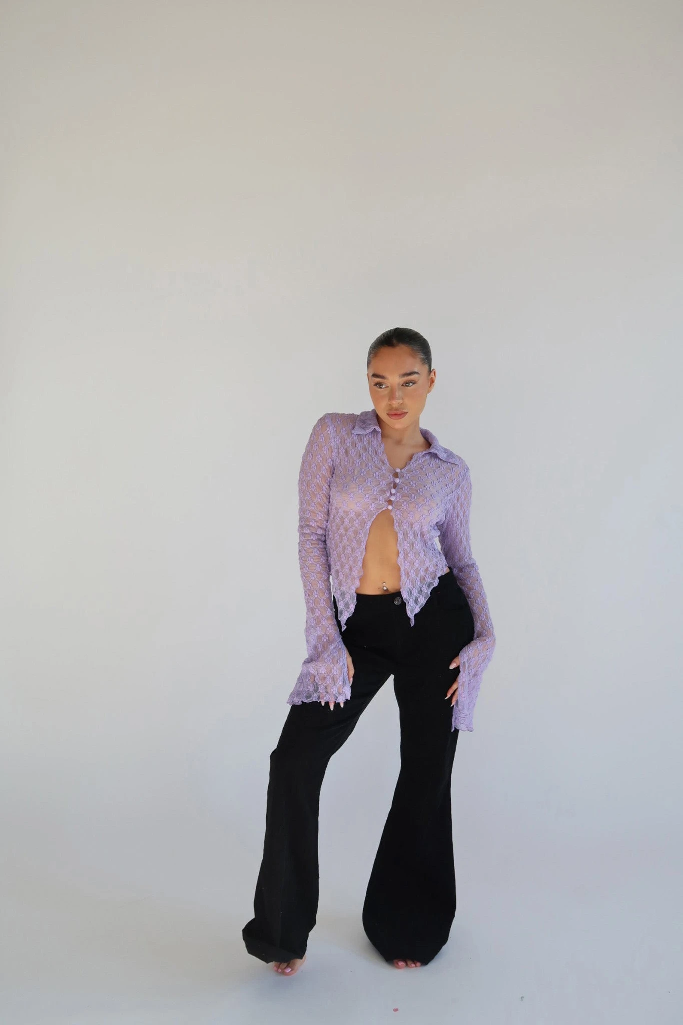 Glamorous Lilac Lace Open Front Top 1 Glamorous Lilac Lace Open Front Top