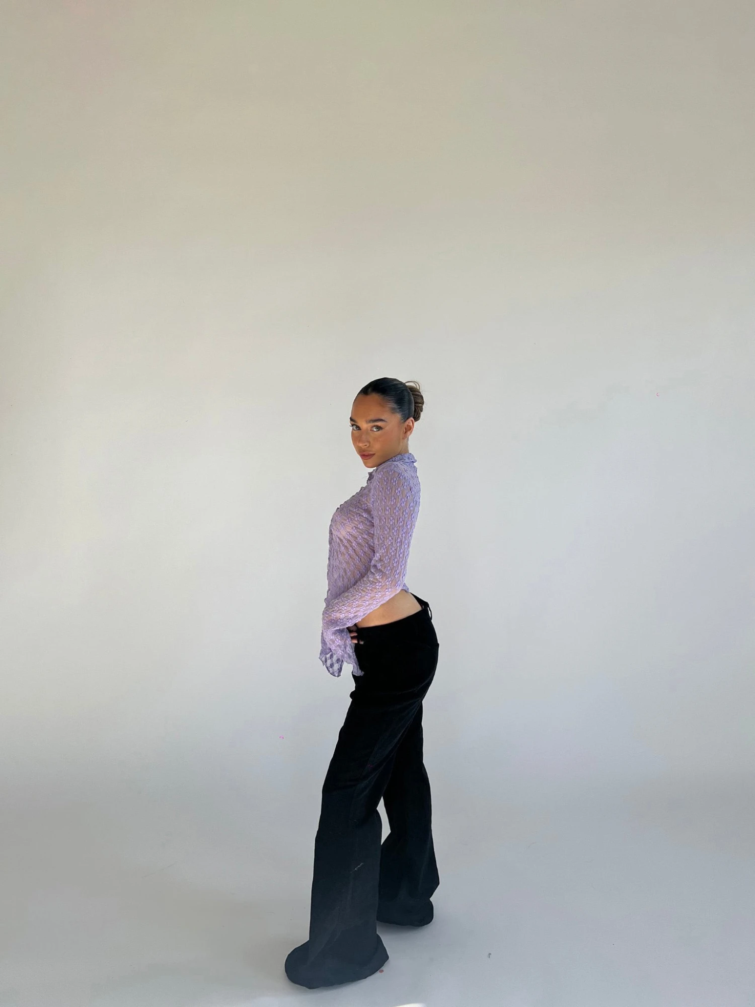 Glamorous Lilac Lace Open Front Top 3 Glamorous Lilac Lace Open Front Top - Image 3