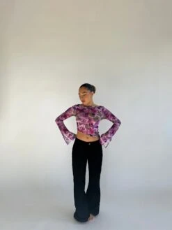 Glamorous Blurred-Purple Floral Asymmetric Crop-Top 6 Glamorous Blurred-Purple Floral Asymmetric Crop-Top -Cheap Softly Dressed Store HC0190 DN05 03