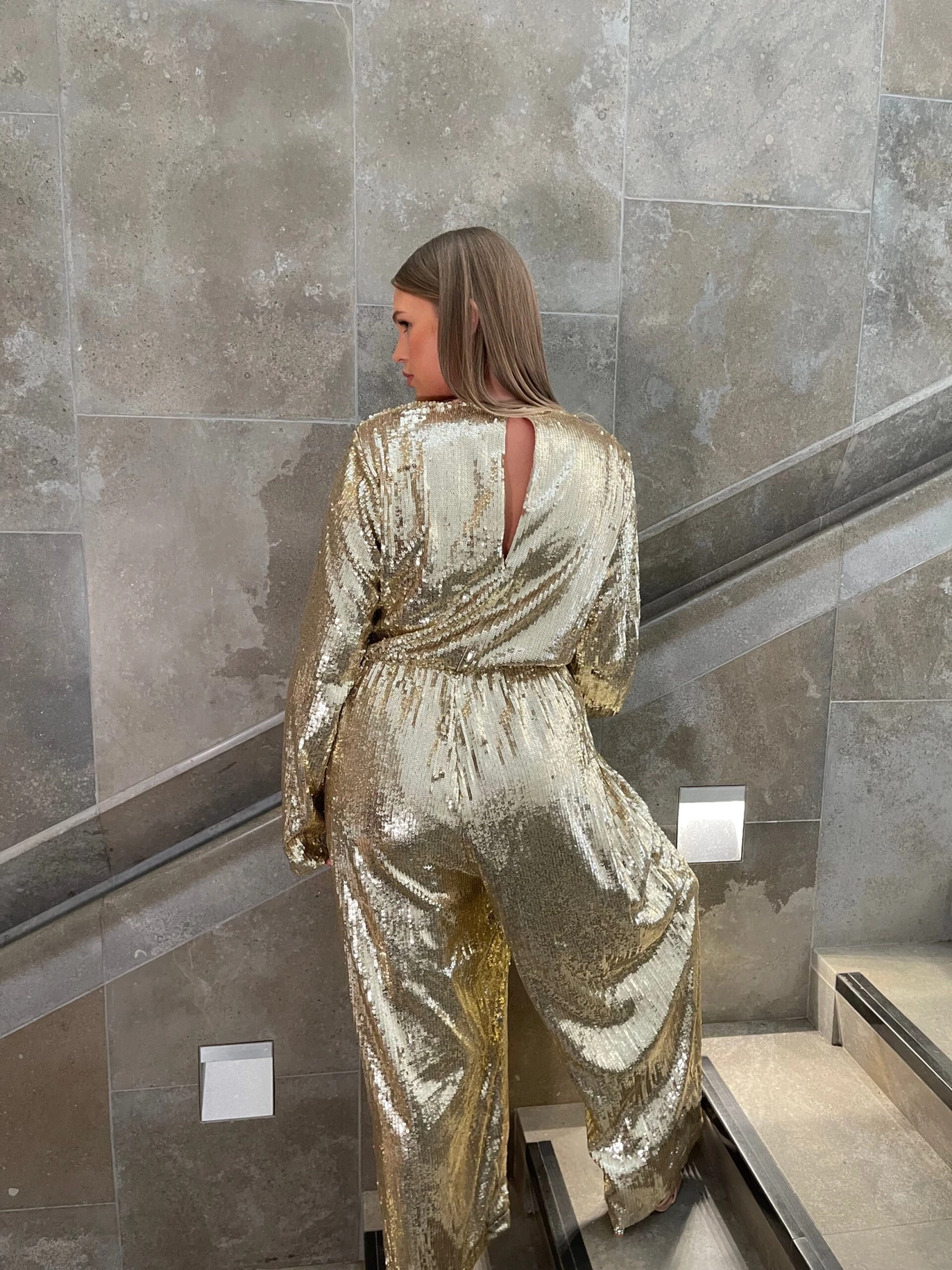 Glamorous Curve Gold Sequin Jumpsuit 3 Glamorous Curve Gold Sequin Jumpsuit - Image 3