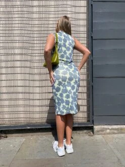Glamorous Blue-Green Floral Mesh Bodycon Cut-Out Midi-Dress -Cheap Softly Dressed Store IMG 6474