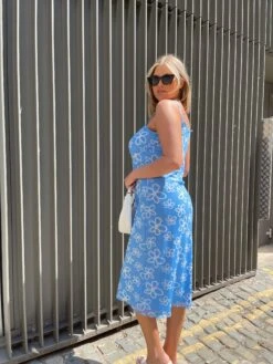 Glamorous Blue Scribble-Daisy Mesh Strappy Gathered-Bust Midi-Dress 7 Glamorous Blue Scribble-Daisy Mesh Strappy Gathered-Bust Midi-Dress -Cheap Softly Dressed Store IMG 6770