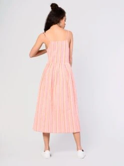 Glamorous Pink Peach Stripe Button Front Midi Dress 5 Glamorous Pink Peach Stripe Button Front Midi Dress -Cheap Softly Dressed Store IN1353 bw90 03