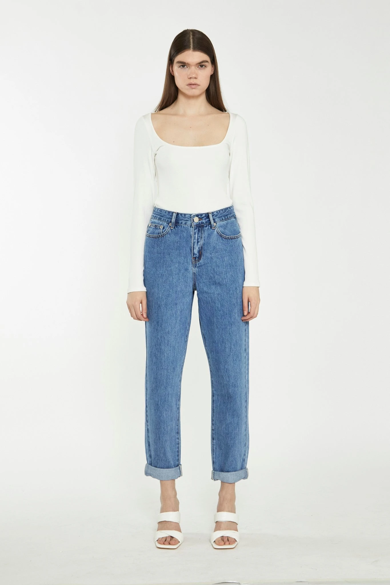 Glamorous Mid Stonewash Mom Jeans 1 Glamorous Mid Stonewash Mom Jeans