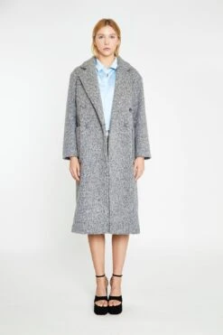 Glamorous Grey Marl Lapel Collar Midi-Coat