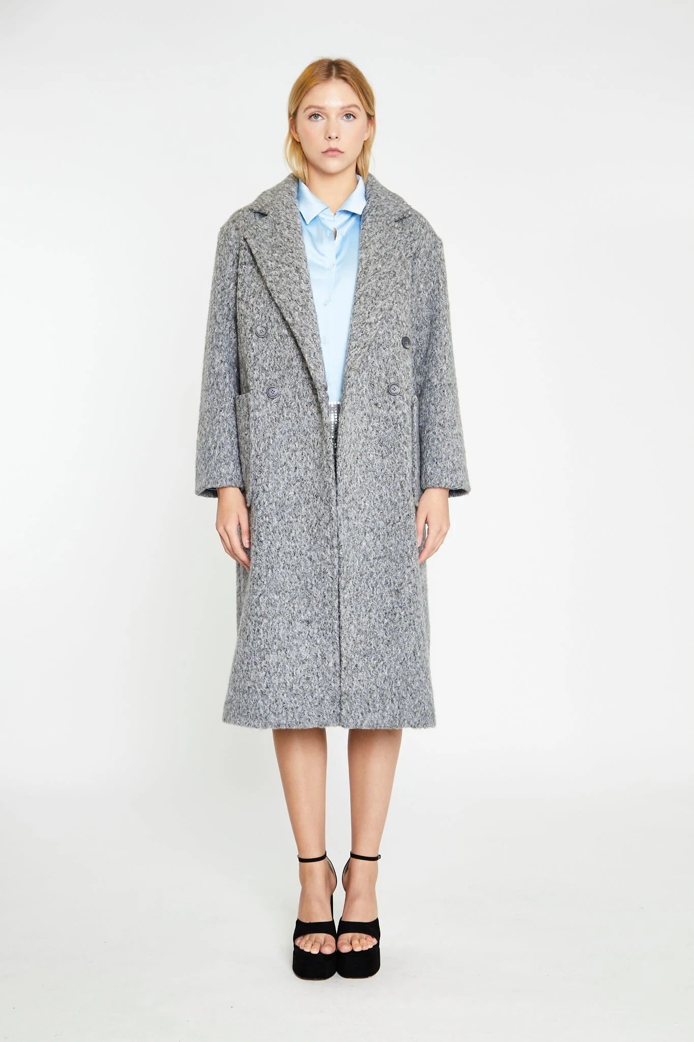 Glamorous Grey Marl Lapel Collar Midi-Coat 1 Glamorous Grey Marl Lapel Collar Midi-Coat