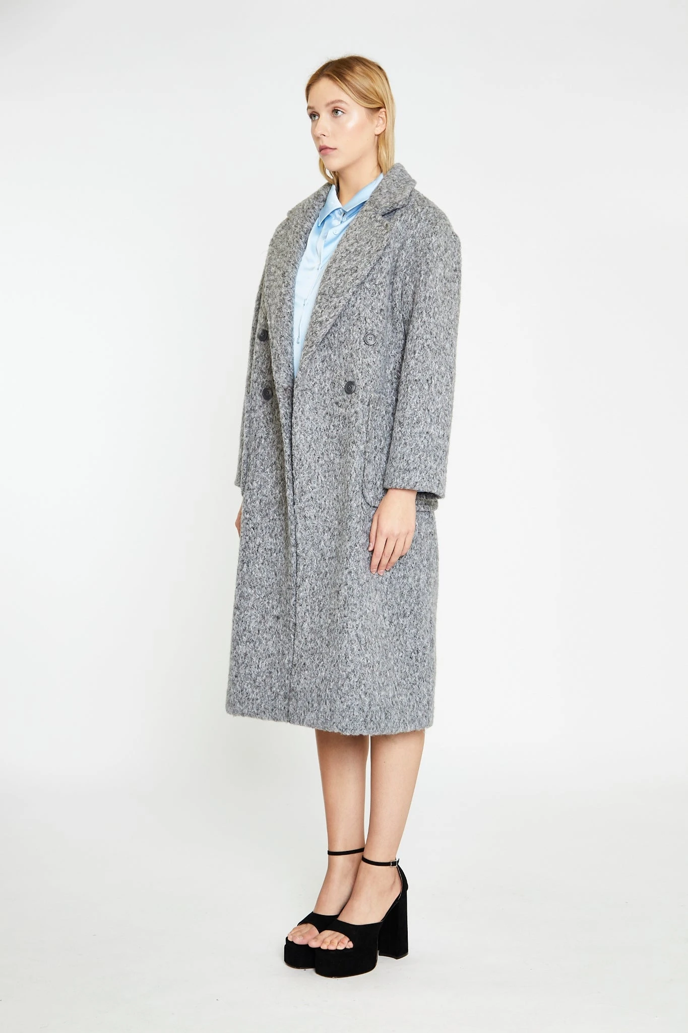 Glamorous Grey Marl Lapel Collar Midi-Coat 3 Glamorous Grey Marl Lapel Collar Midi-Coat - Image 3