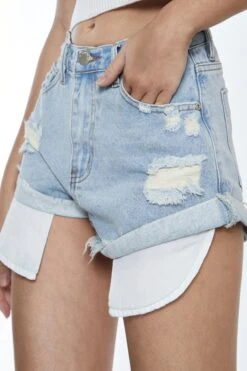 Glamorous Bleach Stonewash Denim Shorts -Cheap Softly Dressed Store KA6912 003