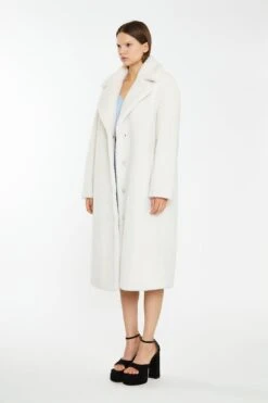 Glamorous Winter White Longline Faux Fur Coat -Cheap Softly Dressed Store KA6949 BU66 03