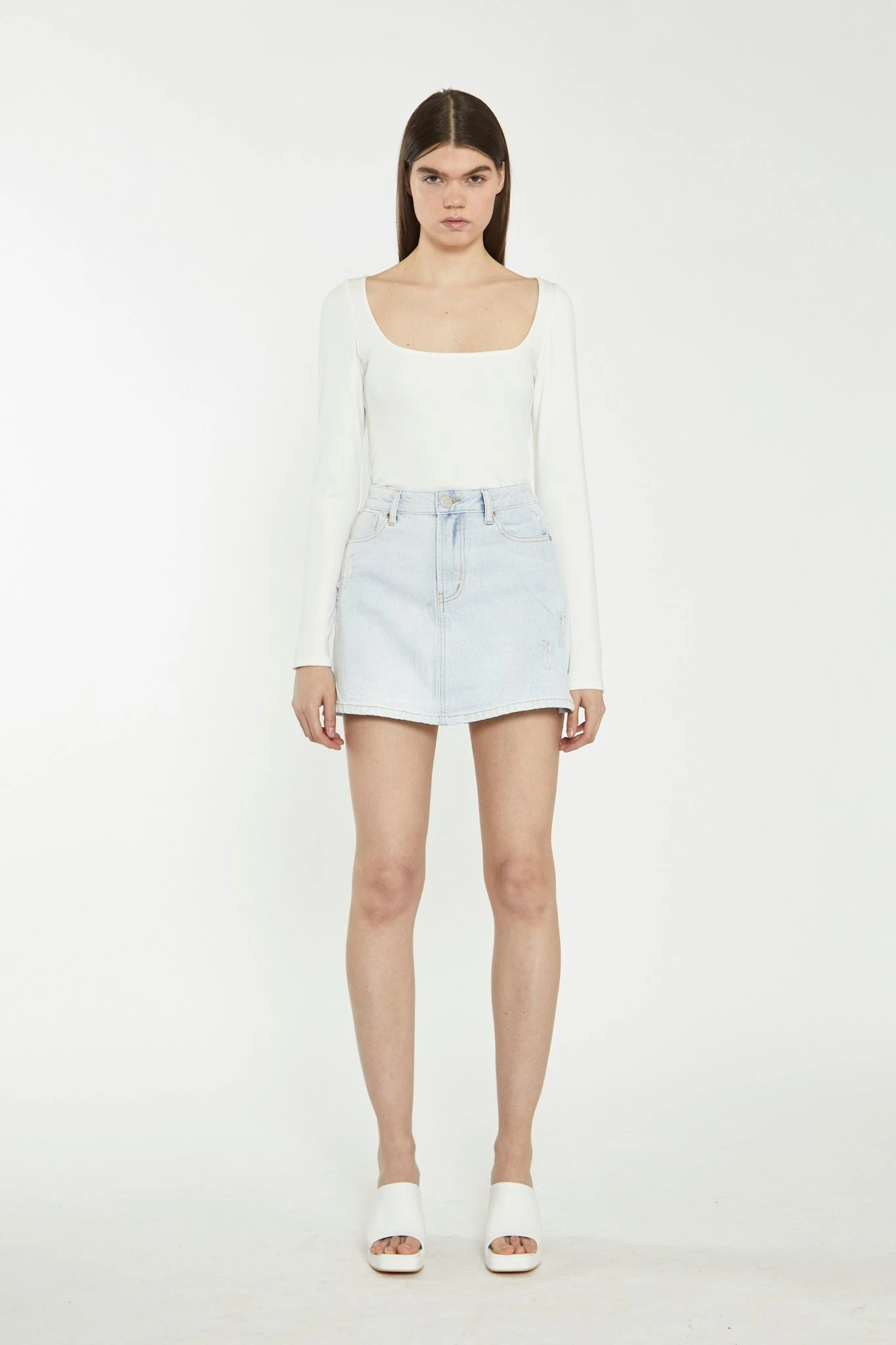 Glamorous Light Antique Bleach Denim Mini-Skirt 1 Glamorous Light Antique Bleach Denim Mini-Skirt