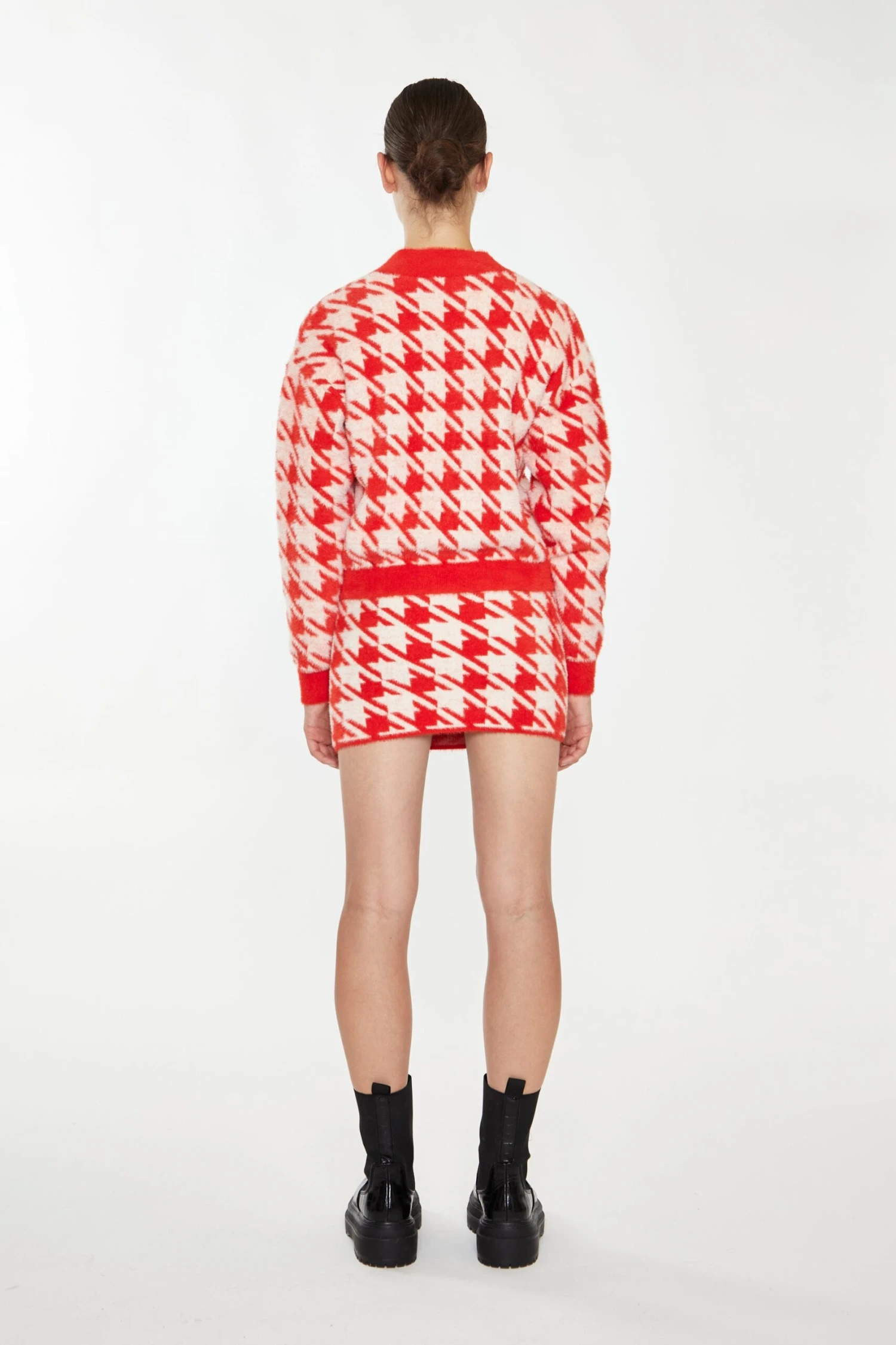 Glamorous Orange Cream Dogtooth Print Mini Skirt 3 Glamorous Orange Cream Dogtooth Print Mini Skirt - Image 3