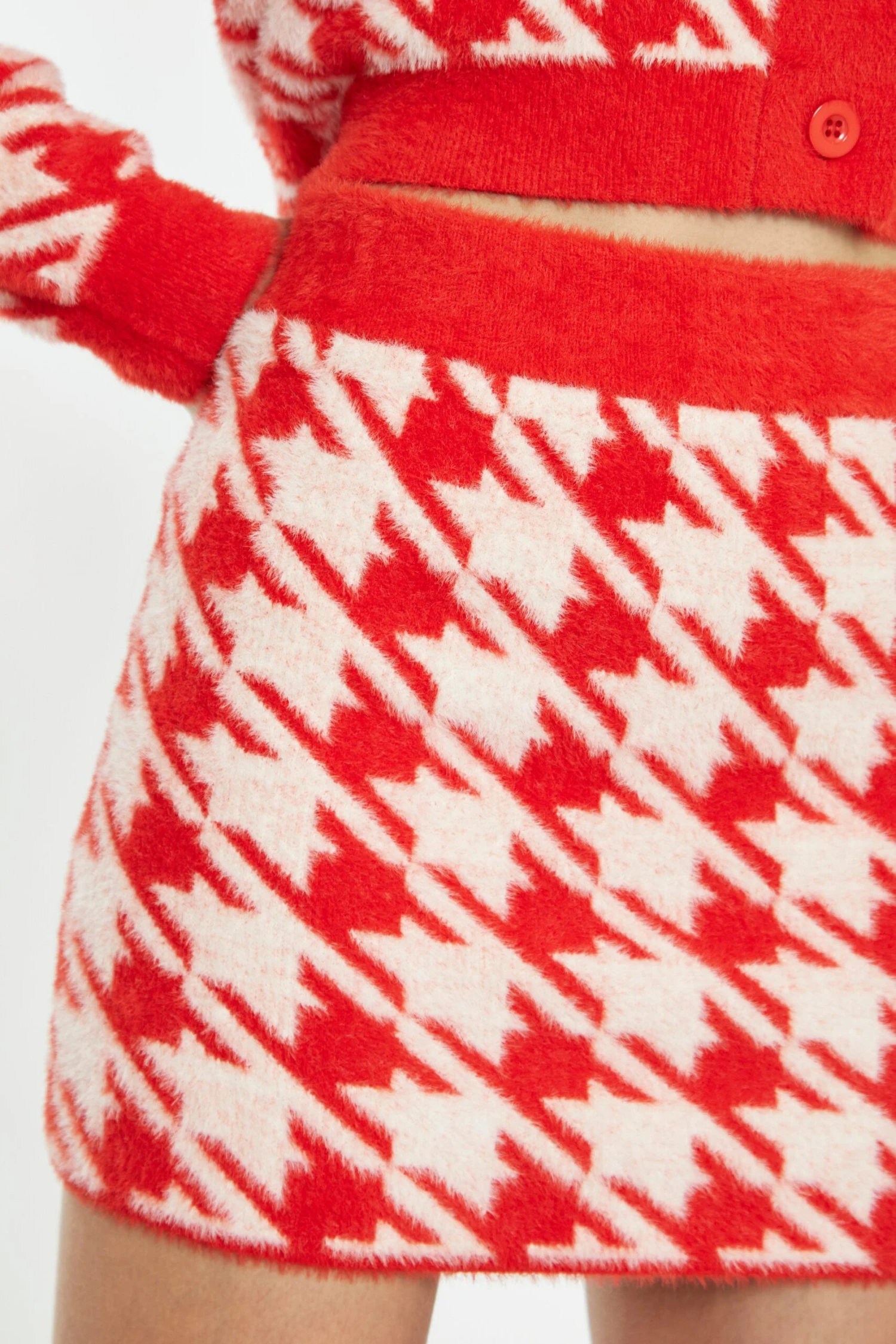 Glamorous Orange Cream Dogtooth Print Mini Skirt 1 Glamorous Orange Cream Dogtooth Print Mini Skirt