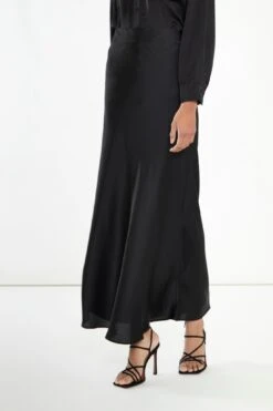 Glamorous Black Bias-Cut Maxi-skirt -Cheap Softly Dressed Store KA7045 BK 03