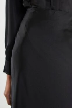 Glamorous Black Bias-Cut Maxi-skirt -Cheap Softly Dressed Store KA7045 BK 04