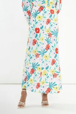 Glamorous Bright Multi Flower Bias-Cut Maxi-skirt -Cheap Softly Dressed Store KA7045 CH30 03