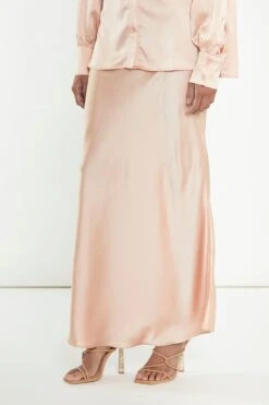 Glamorous Peach Bias-Cut Maxi-skirt -Cheap Softly Dressed Store KA7045 PEA 03