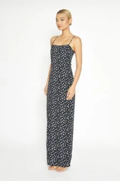 Glamorous Black Rose Straight-Fit Midaxi Dress -Cheap Softly Dressed Store KA7056 BLACKPURPLE 02